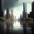 flooded cityscape. Generative Ai