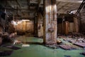 Flooded collapsed basement of abandoned industrial building Royalty Free Stock Photo