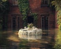 A flooded dinner in an abandoned mansion Royalty Free Stock Photo