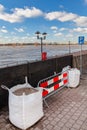 The flooded Dutch river IJssel in front of the city of Zutphen in Gelderland, The Netherlands Royalty Free Stock Photo