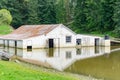 Flooded farm building