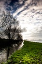 Flooded fenland and stormy sky Royalty Free Stock Photo