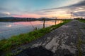 A Flooded Field and Country Road After the Rain Royalty Free Stock Photo