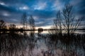 Flooded fields in Fenland Royalty Free Stock Photo