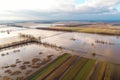 flooded fields flood after dam failure aerial generative ai