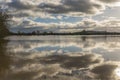 Flooded fields with reflexions near Tewkesbury Royalty Free Stock Photo