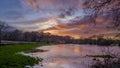 The flooded fields after Storm Dennis around South Boarhunt Mill, Hampshire, UK Royalty Free Stock Photo