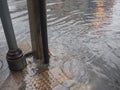 Flooded footpath by rain