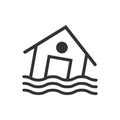Flooded home icon isolated flat style design Royalty Free Stock Photo