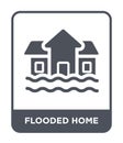 flooded home icon in trendy design style. flooded home icon isolated on white background. flooded home vector icon simple and