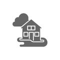 Flooded house glyph icon. linear style sign for mobile concept and web design. Flooding disaster glyph vector icon. Symbol, logo