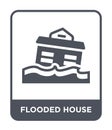 flooded house icon in trendy design style. flooded house icon isolated on white background. flooded house vector icon simple and