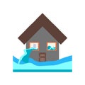 Flooded house icon vector isolated on white background, Flooded house sign , insurance symbols