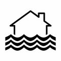 Flooded House Vector Icon On White Background