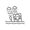 Flooded house, water icon. Simple line, outline vector elements of natural disasters icons for ui and ux, website or mobile