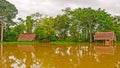 Flooded houses during high water Royalty Free Stock Photo