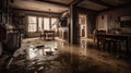 flooded interior interiors of a house. Generative Ai