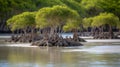 flooded mangrove trees generative ai