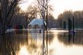 Flooded park, beach and UFO-shaped bar Royalty Free Stock Photo