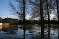 Flooded park and fields.