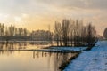 Flooded polder at nightfall