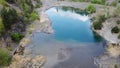 flooded quarry photographed from a drone Royalty Free Stock Photo