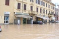 Flooded residential areas In Marina di Carrara and rescue