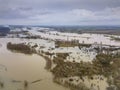 Flooded river landscape in winter