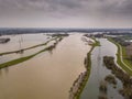 Flooded river landscape in winter