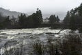 Flooded river during rainy days Royalty Free Stock Photo