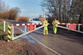 Flooded Road Closed. Flood Gate Locked By Council