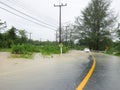 Flooded road during the monsoon season Royalty Free Stock Photo