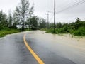 Flooded road during the monsoon season Royalty Free Stock Photo