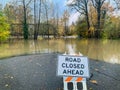 Flooded Roadway Closed Sign Royalty Free Stock Photo