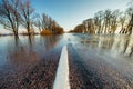 Flooded rural road in spring