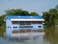 Flooded school building in Ayuttaya, Thailand