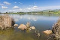 Flooded shoreline in Cunningham Lake, San Jose, south San Francisco bay area, California