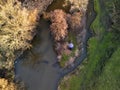 flooded stream led to a narrow riverbed where the water drains quickly Royalty Free Stock Photo