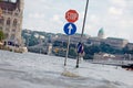 Flooded street in Budapest Royalty Free Stock Photo