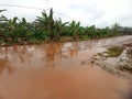 Flooded street in a district of dschang Royalty Free Stock Photo