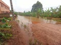 Flooded street in a district of dschang Royalty Free Stock Photo