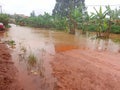 Flooded street in a district of dschang Royalty Free Stock Photo