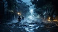 Flooded Street At Night: Maya Rendered Atmosphere Landscapes