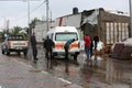 A flooded street during a rainy day in the town of Deir Al-Balah in the central Gaza Strip