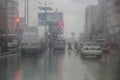 A flooded street during a rainy day in the town of Deir Al-Balah in the central Gaza Strip