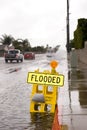 Flooded street and sign