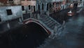 Flooded ancient bridge at Acqua Alta in Venice 3D