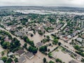 Flooded village on Ukraine. Natural disaster in village Halych, courtyards and streets in dirty water