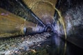 Flooded by wastewater sewage collector. Dirty sewer tunnel under city Royalty Free Stock Photo