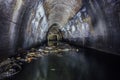 Flooded by wastewater sewage collector of underground river